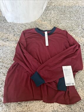 Lululemon Maroon Long Sleeve Top with Navy Trim